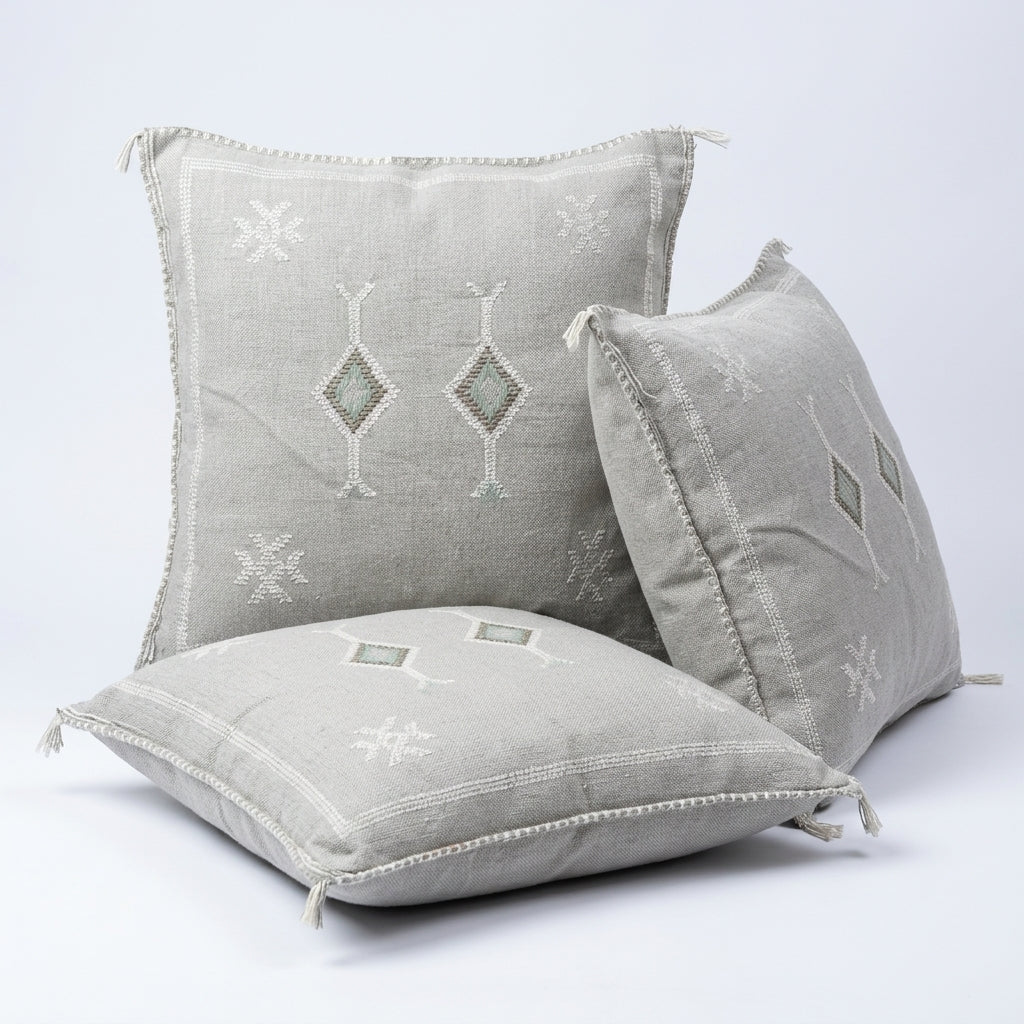 Silver grey Moroccan sabra pillow
