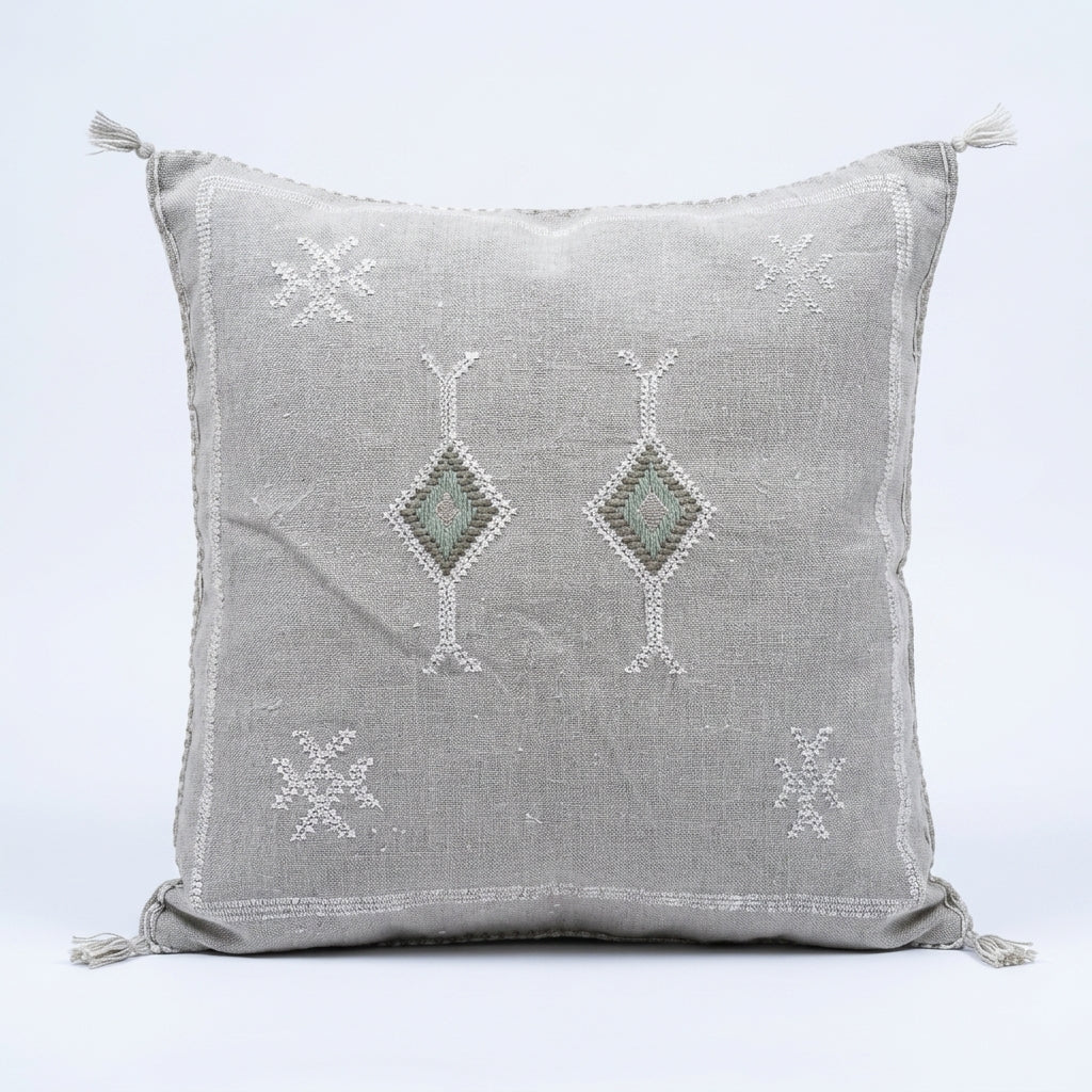Silver grey Moroccan sabra pillow