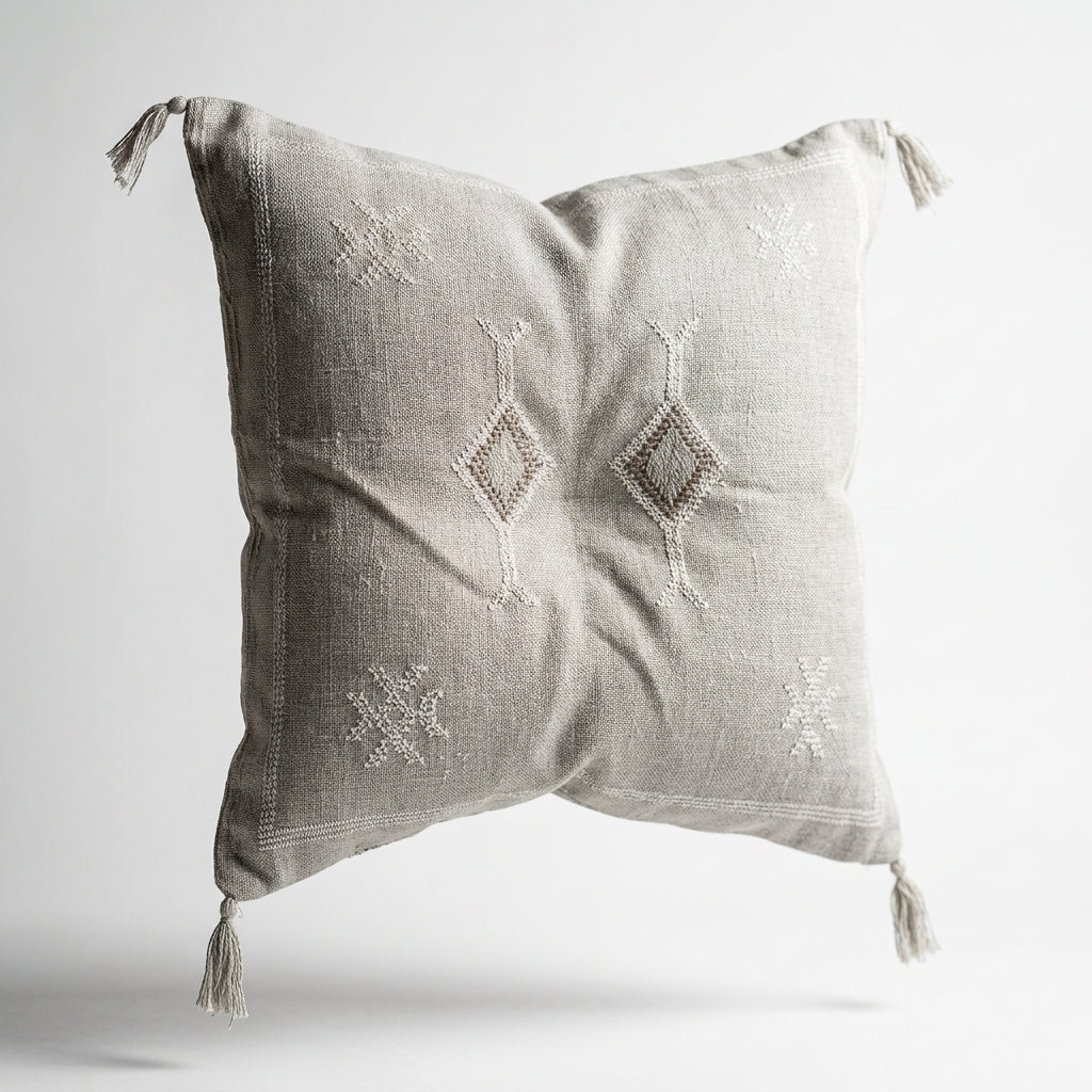 Silver grey Moroccan sabra pillow