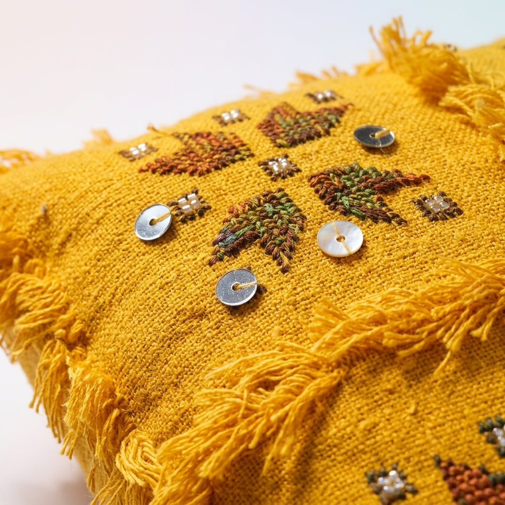 Golden Thread Moroccan pillow cover, detail photo 7