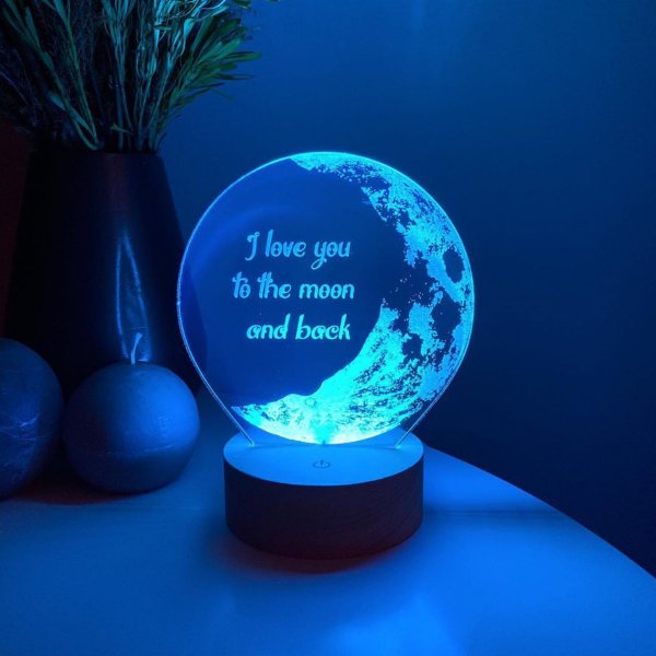 Customized 3D Illusion I love you to the Moon and Back Lamp