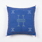 Royal blue Moroccan sabra cactus silk pillow cover, 50x50 cm