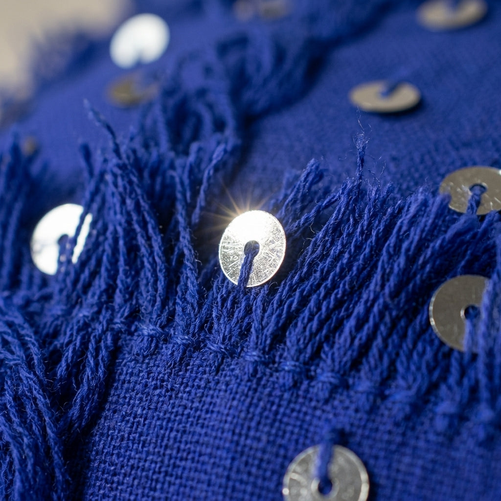 Majorelle Sequin Moroccan pillow cover, detail photo 7
