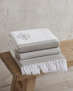 Heritage Stripe bedspread detail, handwoven Moroccan cotton, photo 6
