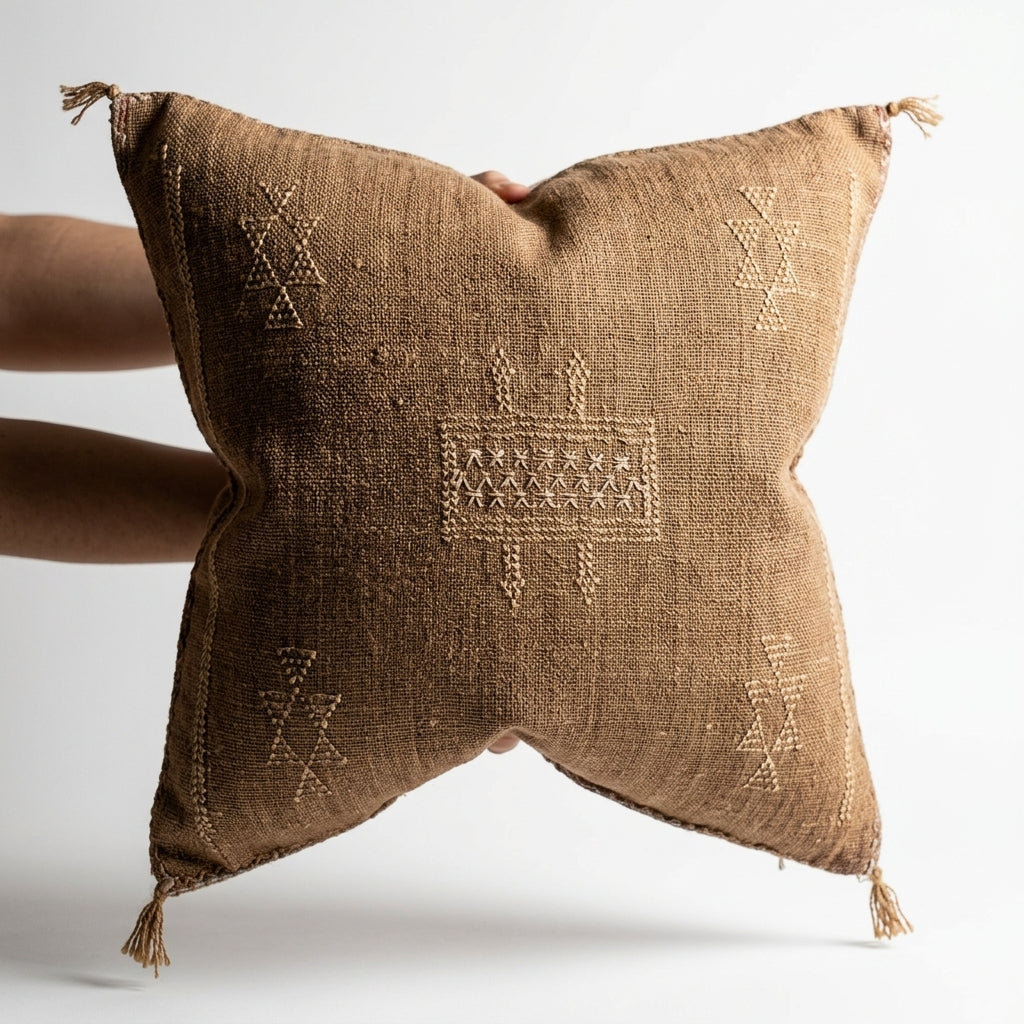 Coffee brown Moroccan sabra pillow