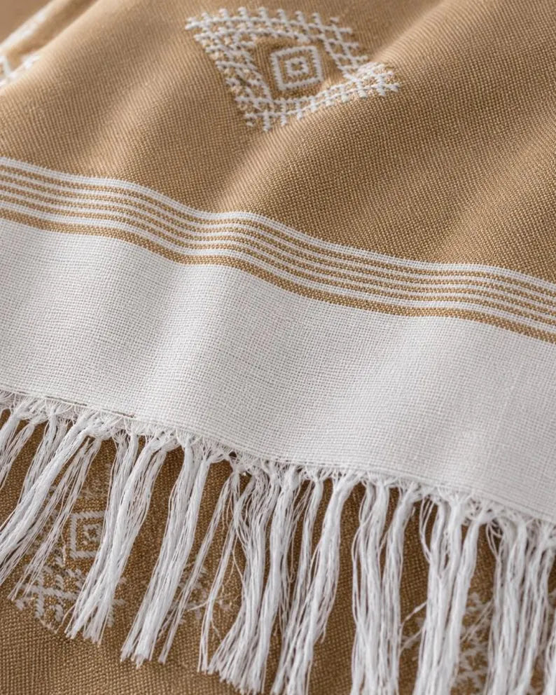 Sahara Diamond bedspread detail, handwoven Moroccan cotton, photo 7