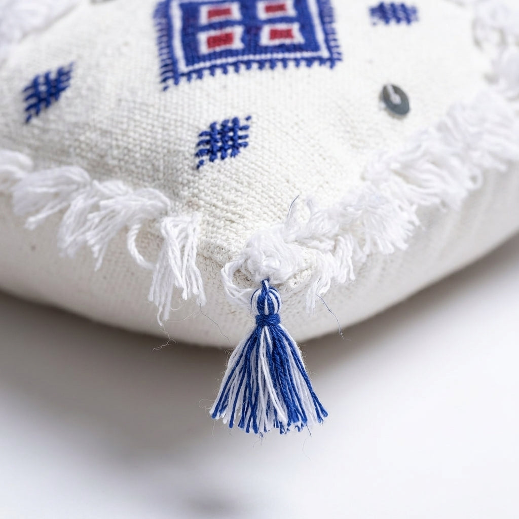 Blue Medallion Moroccan pillow cover, detail photo 3