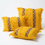 Saffron Fringe Moroccan pillow cover, detail photo 6