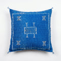 Indigo blue Moroccan sabra cactus silk pillow cover, 50x50 cm