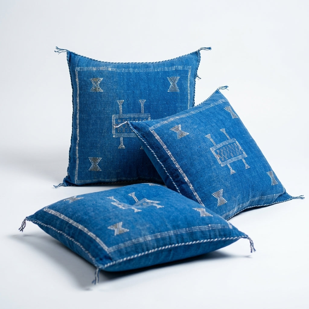 Indigo blue Moroccan sabra pillow