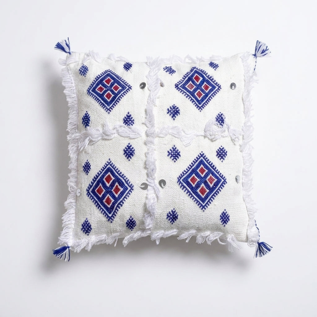 Blue Medallion Moroccan pillow cover, detail photo 2