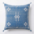 Cornflower blue Moroccan sabra cactus silk pillow cover, 50x50 cm