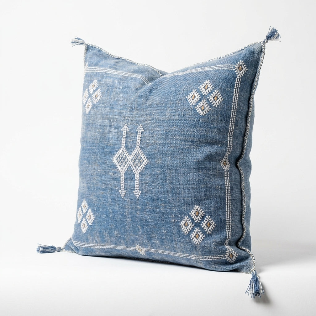 Cornflower blue Moroccan sabra pillow