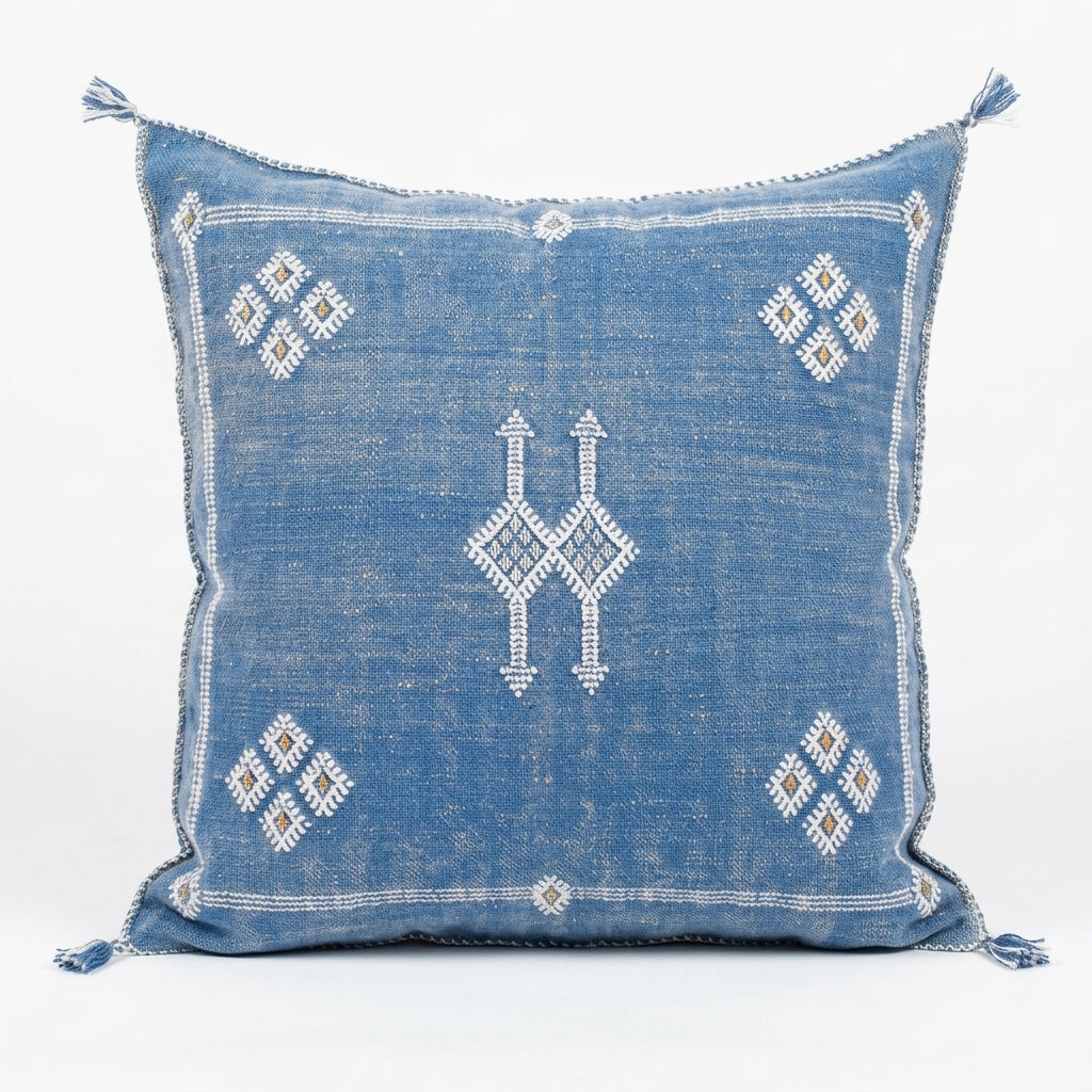 Cornflower blue Moroccan sabra pillow