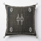 Charcoal Moroccan sabra cactus silk pillow cover, 50x50 cm
