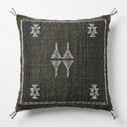 Charcoal Moroccan sabra cactus silk pillow cover, 50x50 cm