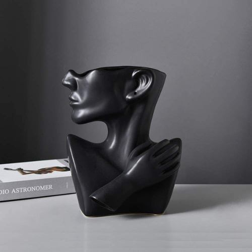 Abstract Face Flower Vase – Modern Art Sculpture