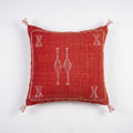 Red Moroccan sabra cactus silk pillow cover, 50x50 cm