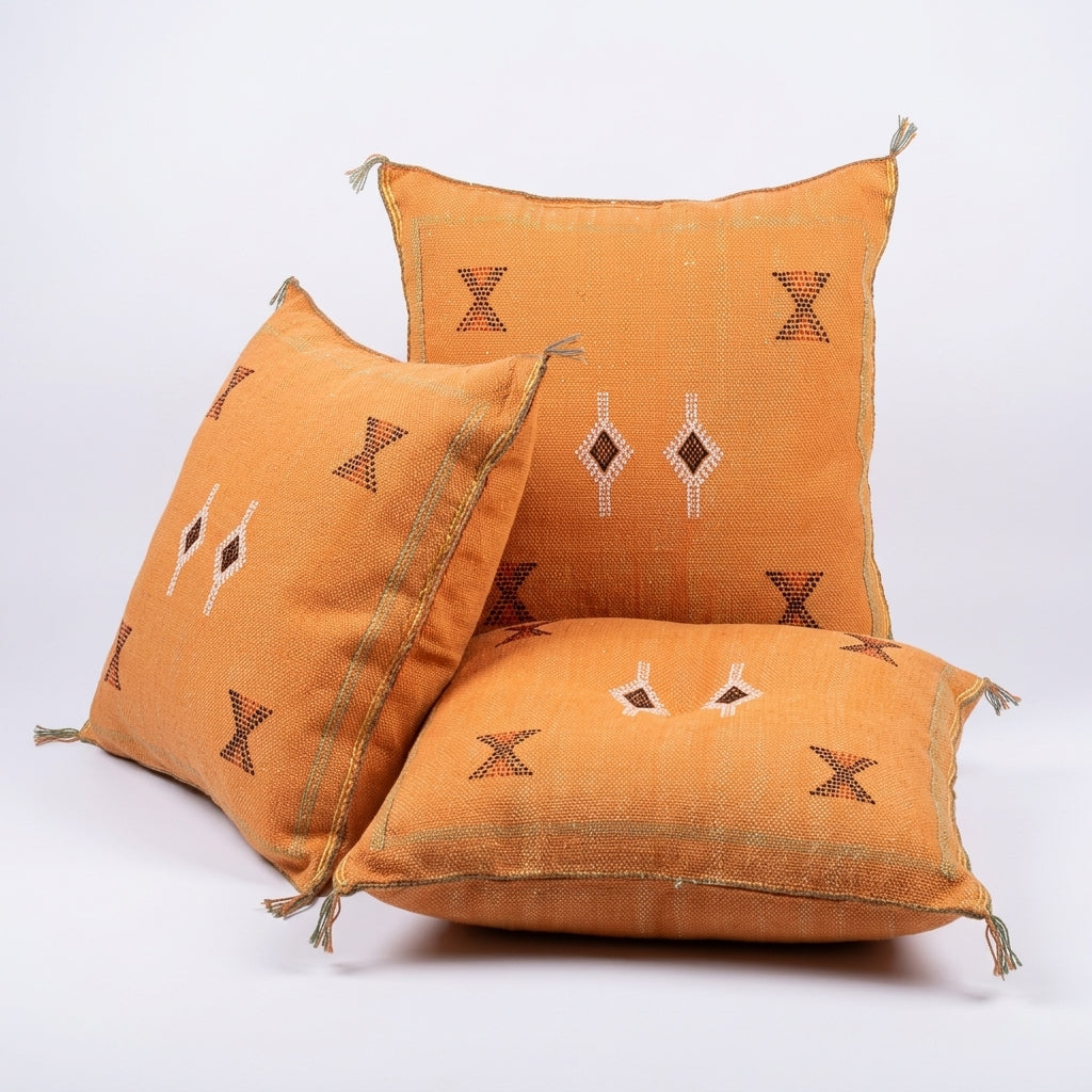 Pumpkin orange Moroccan sabra pillow