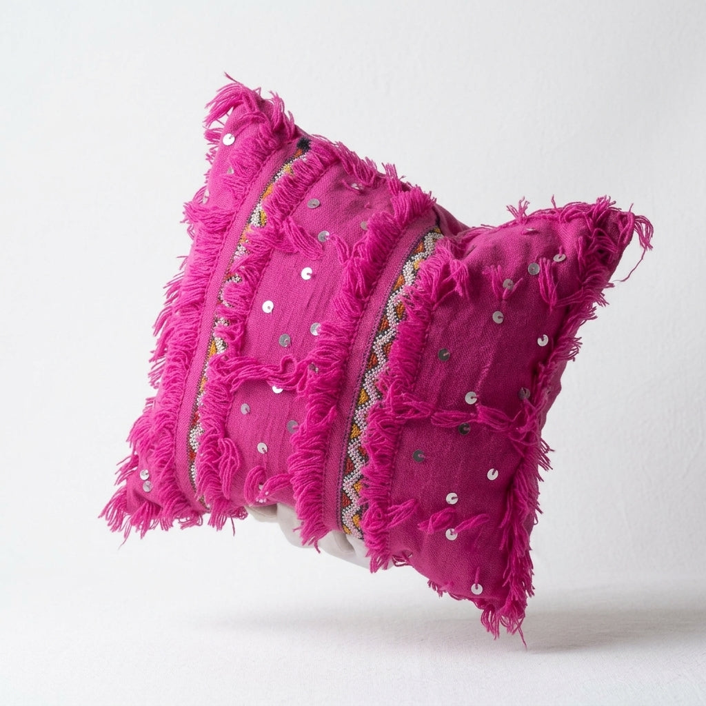 Rose Sequin Moroccan pillow cover, detail photo 2