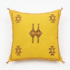 Yellow Moroccan sabra cactus silk pillow cover, 50x50 cm