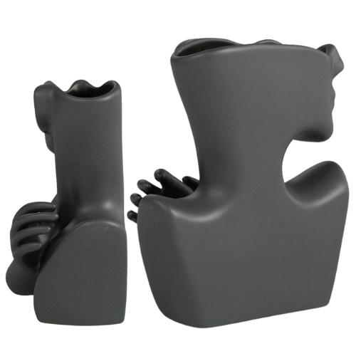 Abstract Face Flower Vase – Modern Art Sculpture