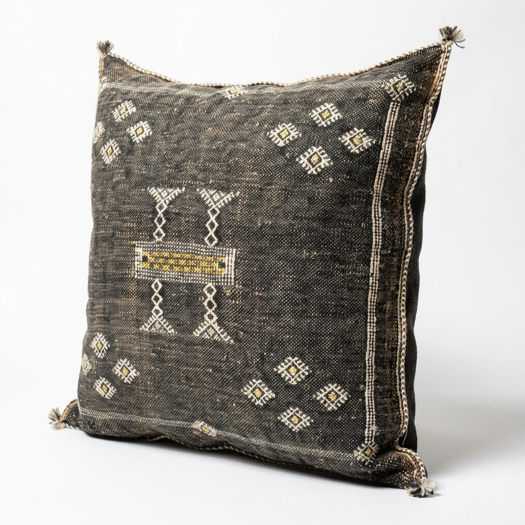 Olive grey Moroccan sabra pillow