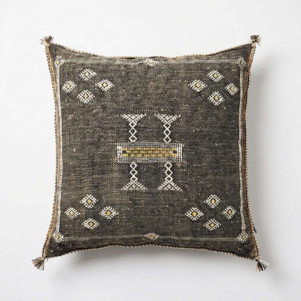 Olive grey Moroccan sabra pillow