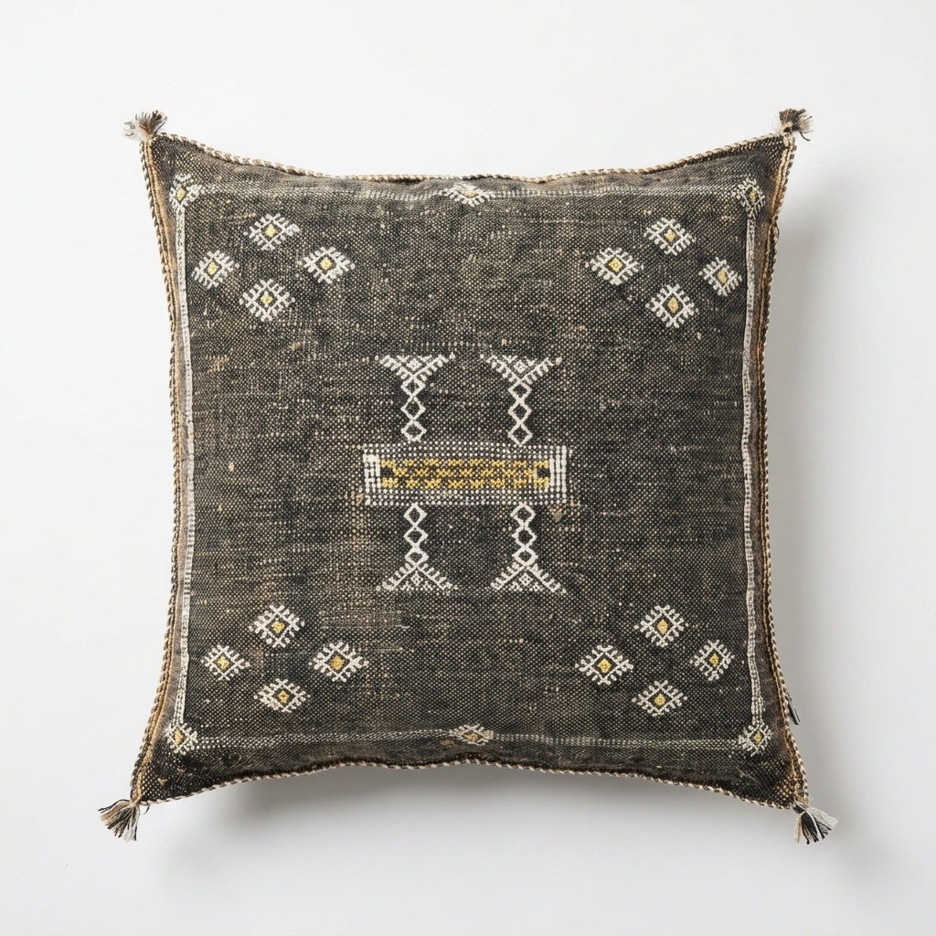 Olive grey Moroccan sabra pillow