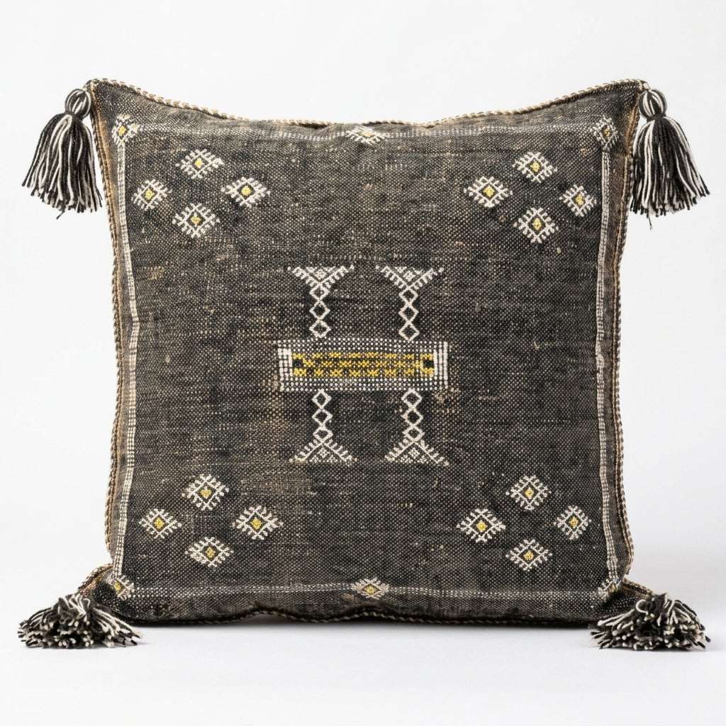 Olive grey Moroccan sabra pillow