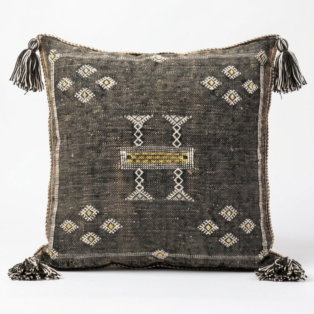 Olive grey Moroccan sabra pillow