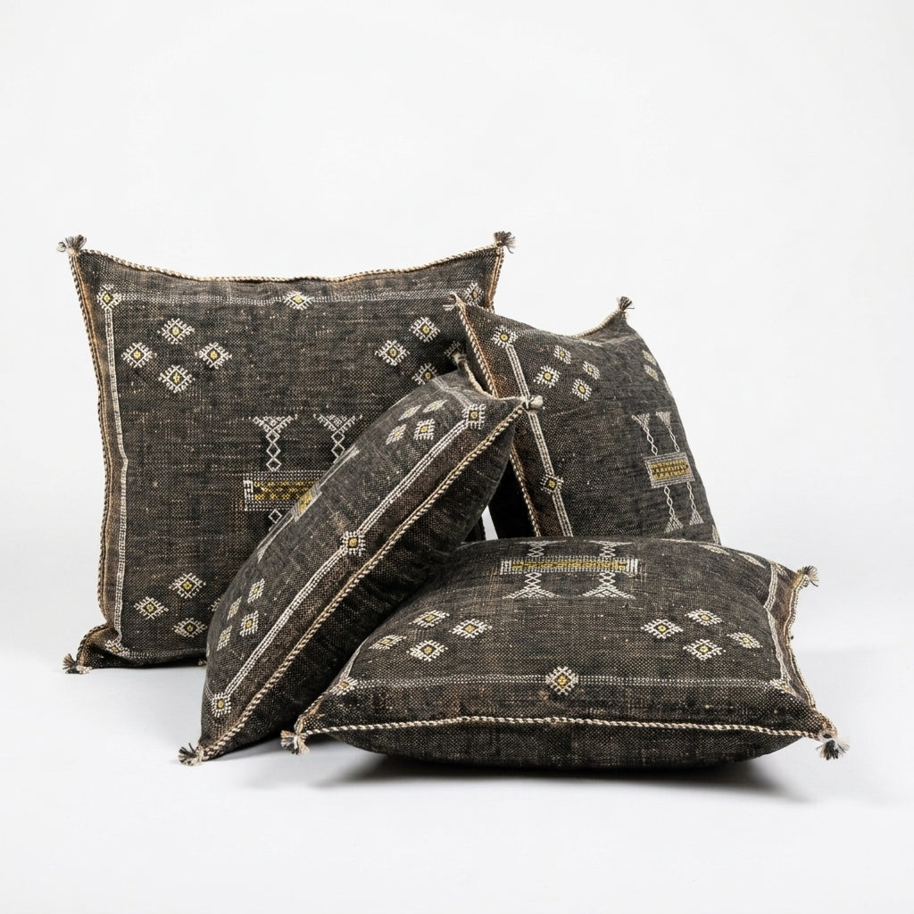 Olive grey Moroccan sabra pillow