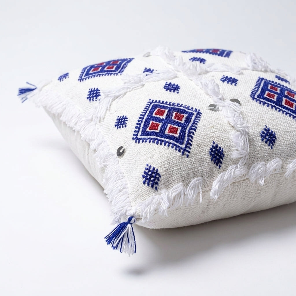 Blue Medallion Moroccan pillow cover, detail photo 4