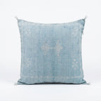 Pale blue Moroccan sabra cactus silk pillow cover, 50x50 cm