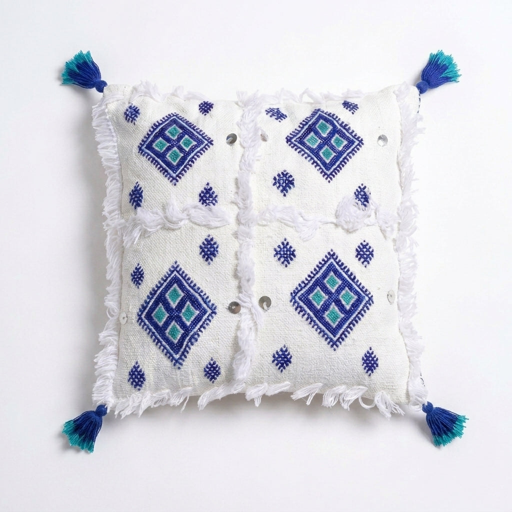 Ivory Corners Moroccan pillow cover, detail photo 5