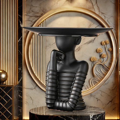 Abstract Black Sculpture Tray – Modern Luxury Home