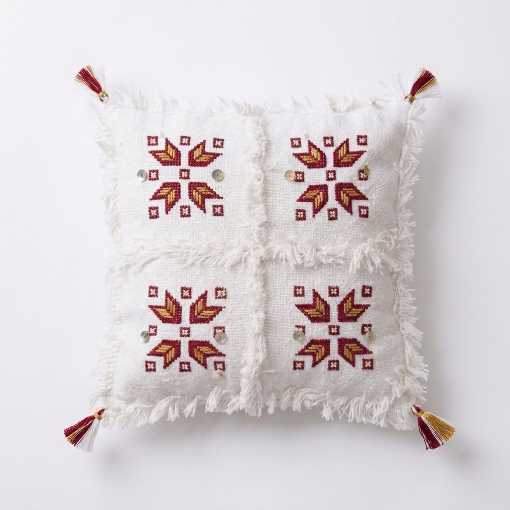 Silver Starburst Moroccan pillow cover 45x45 cm, studio photo