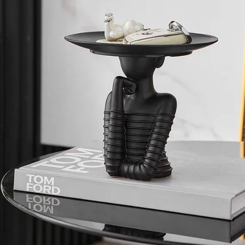 Abstract Black Sculpture Tray – Modern Luxury Home