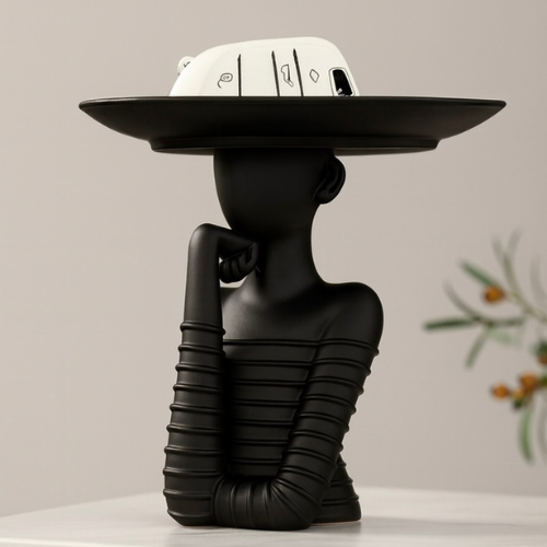 Abstract Black Sculpture Tray – Modern Luxury Home