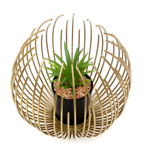 Metallic Golden Globe Decor Featuring an Elegant Planter
