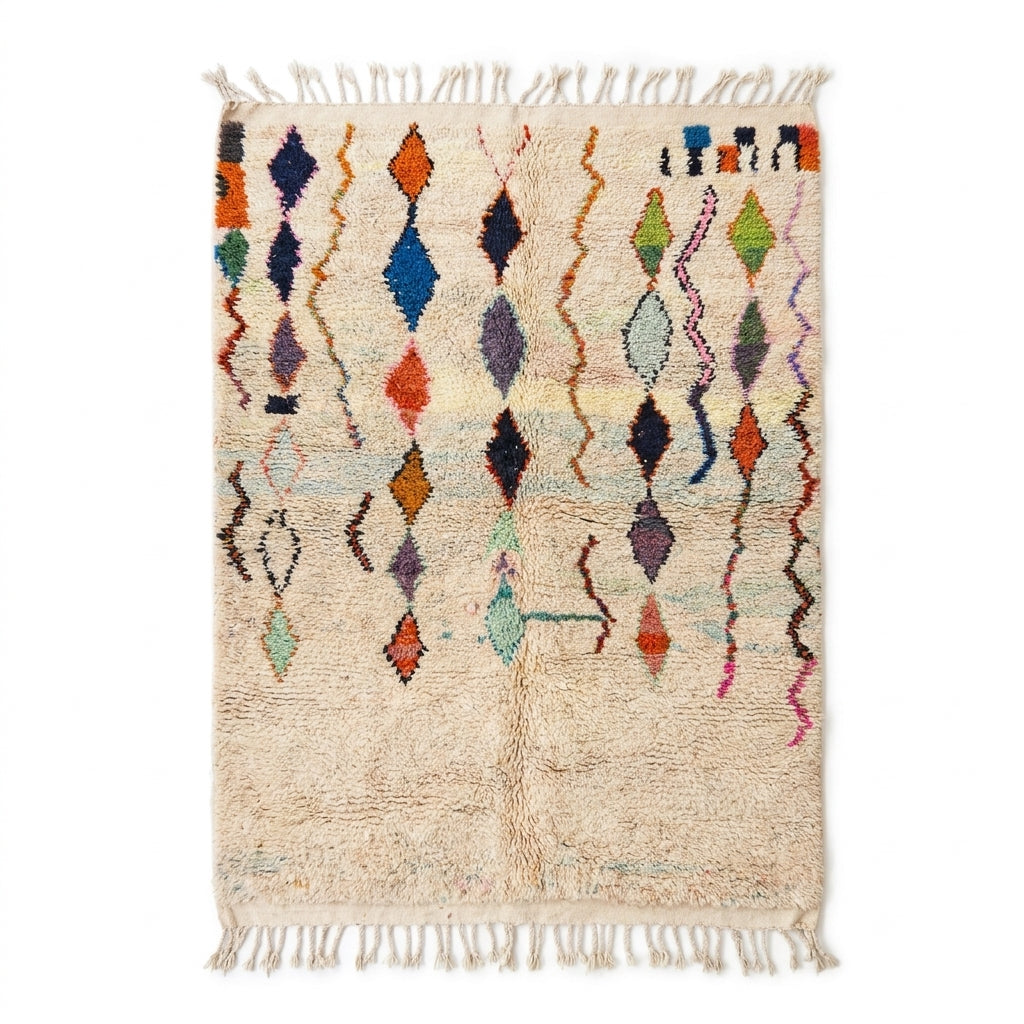 Diamond Cascade Beni Ourain rug full flat lay view