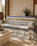 Heritage Stripe bedspread detail, handwoven Moroccan cotton, photo 5