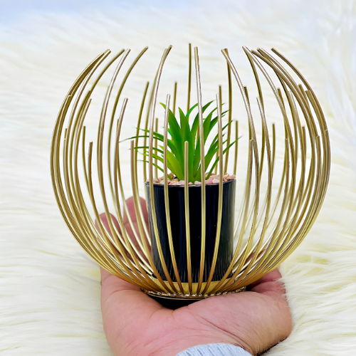 Metallic Golden Globe Decor Featuring an Elegant Planter
