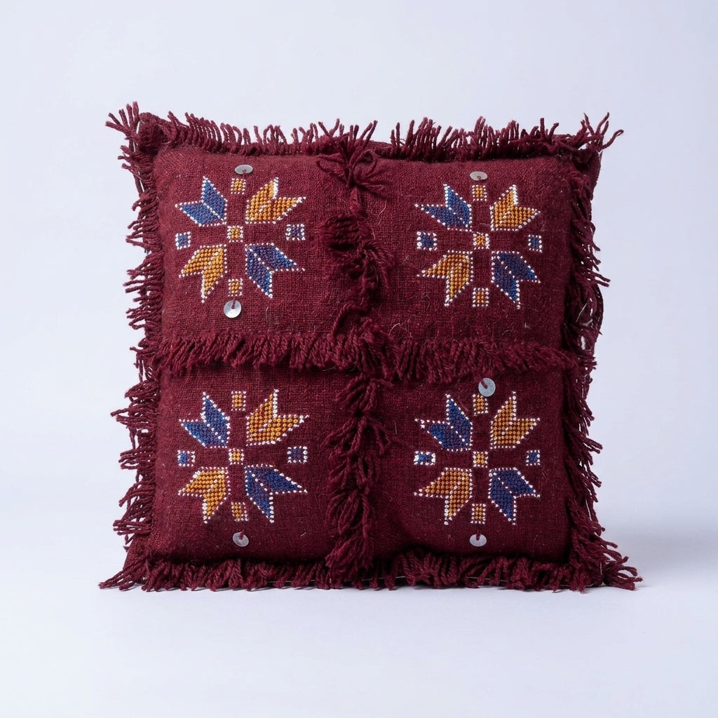 Maroon Star Moroccan pillow cover, detail photo 4