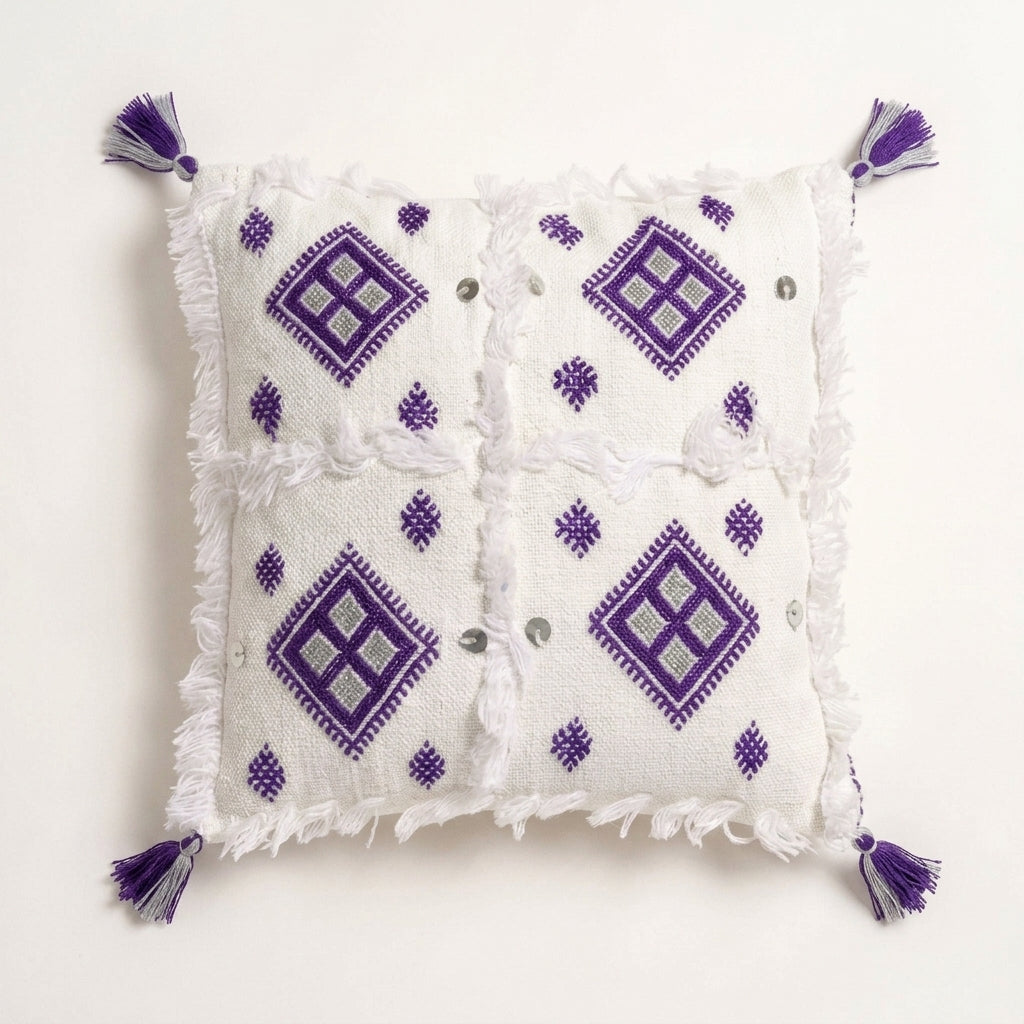 Purple Diamond Moroccan pillow cover, detail photo 3