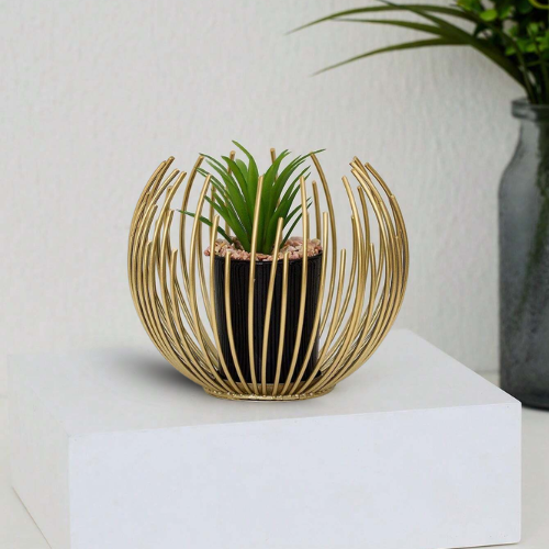 Metallic Golden Globe Decor Featuring an Elegant Planter