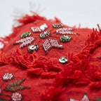 Crimson Embroidery Moroccan pillow cover, detail photo 6