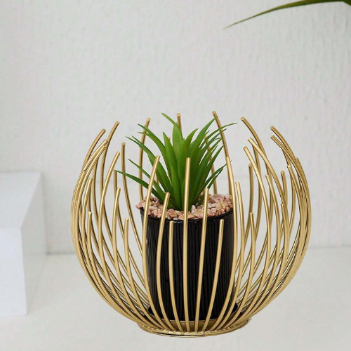 Metallic Golden Globe Decor Featuring an Elegant Planter