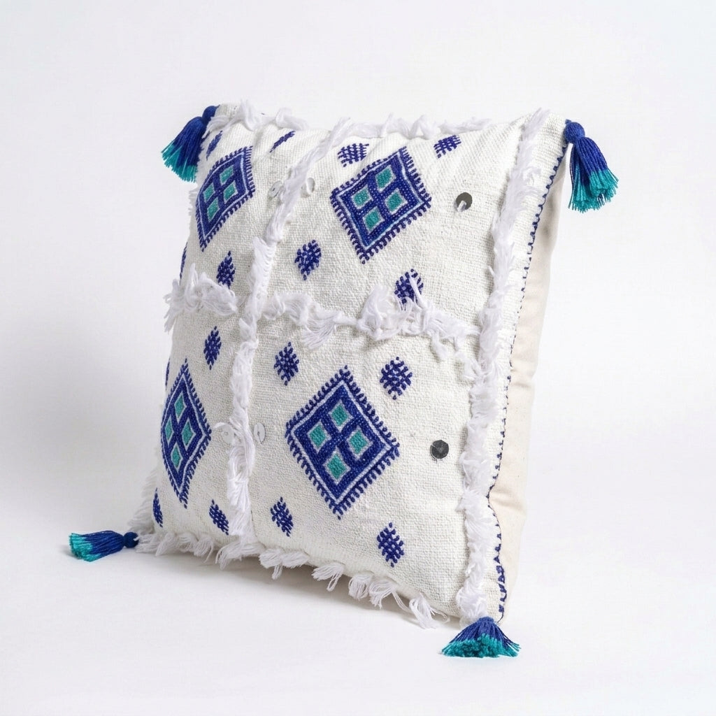 Ivory Corners Moroccan pillow cover, detail photo 4