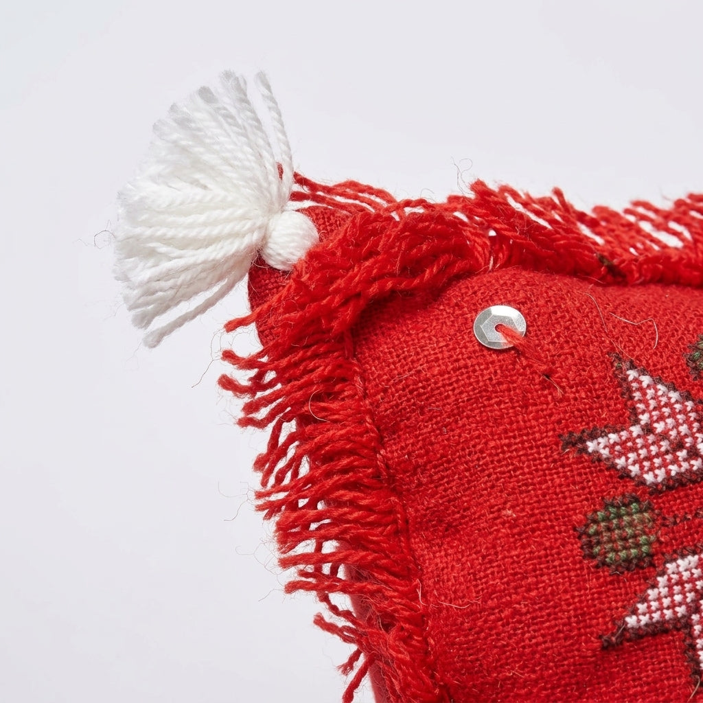 Crimson Embroidery Moroccan pillow cover, detail photo 4